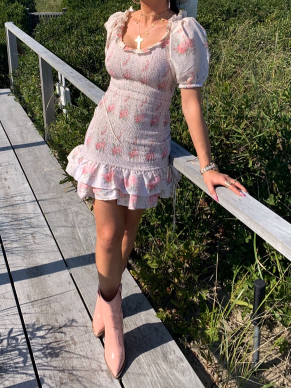LoveShackFancy Silk Floral Puff Sleeve Dress and GRATIS!